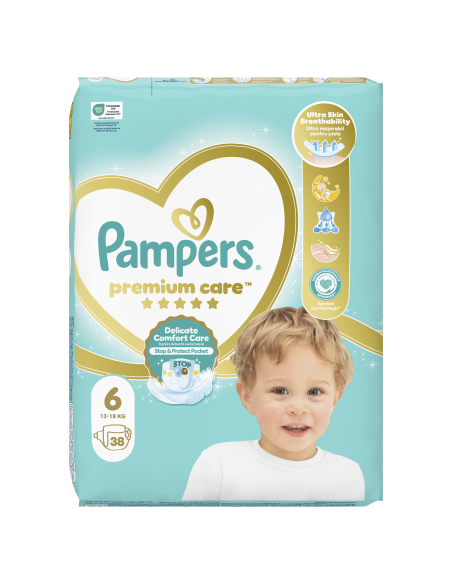 Pampers Premium Care Mähkmed,  Suurus 6, 13-18 kg, 38 Mähet
