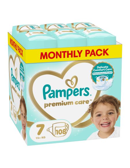 Pampers Premium Care Teipmähkmed, Suurus 7, 108 Mähet, 15+ kg