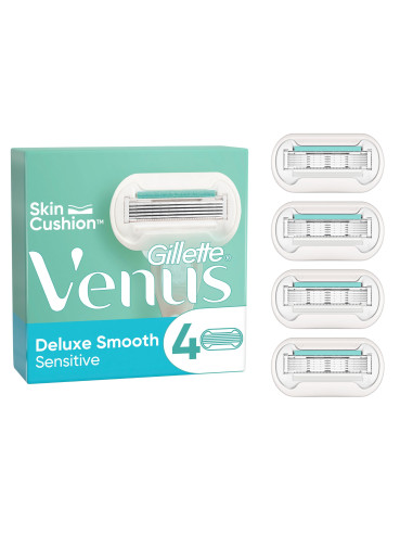 Gillette Venus Deluxe Smooth Sensitive Raseerija Varuterad, 4 tk