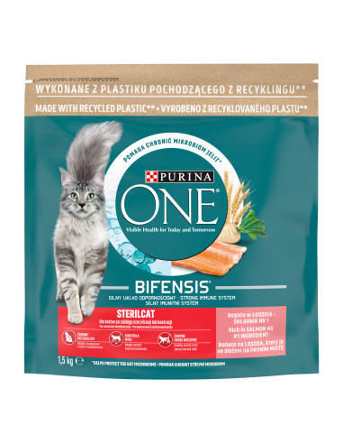 Purina ONE Adult kuiv kassitoit steriliseeritud kassidele lõhe 1,5kg