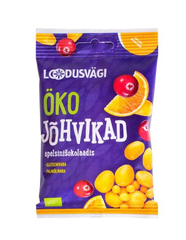 Loodusvägi ÖKO näks, jõhvikad apelsini šokolaadis 50g
