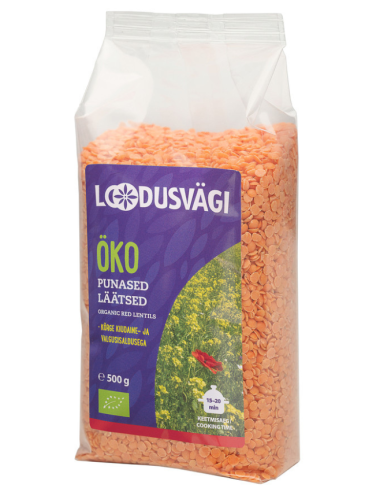 KAST 10tk! Loodusvägi ÖKO läätsed punased 500g IT-BIO-007