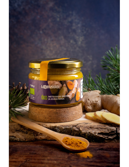 Loodusvägi ÖKO metsamesi, kurkumi ja ingveri 300g EE-ÖKO-03