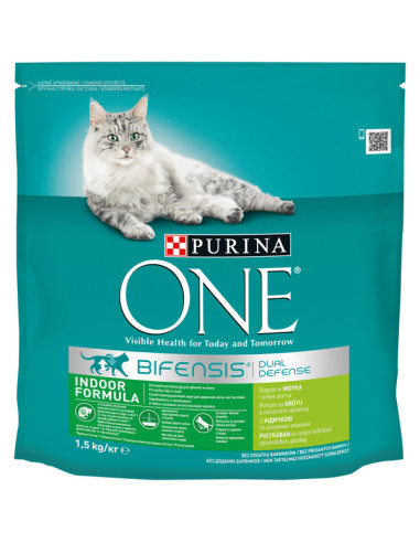 Purin ONE Indoor kuiv kassitoit toakassidele kalkun/täisteranisu 1,5kg