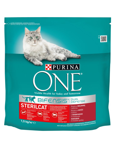 KAST 6tk! ONE STERILCAT kuiv kassitoit, steriliseeritud kassidele, veiseliha/nisu 1,5kg