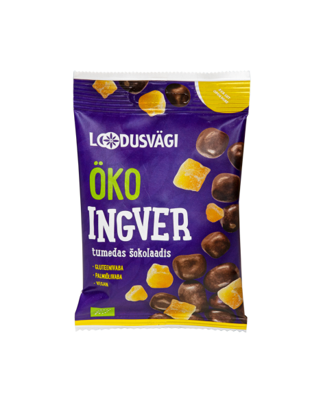 KAST 10tk! Loodusvägi ÖKO näks ingver tumedas šokolaadis 60 g