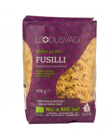 KAST 12tk! Loodusvägi ÖKO pasta durum manna fusilli 500g IT-BIO-008