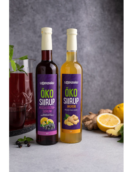 KAST 6 tk! Loodusvägi ÖKO mustasõstra-sidruni siirup 500ml AT-BIO-301