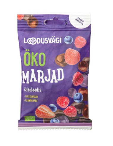 KAST 10 tk! Loodusvägi ÖKO näks marjad šokolaadis 45g AT-BIO-402