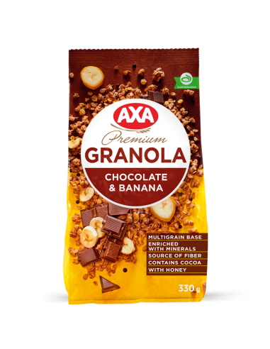KAST 12 tk! AXA Premium müsli šokolaadi ja banaaniga 330 g