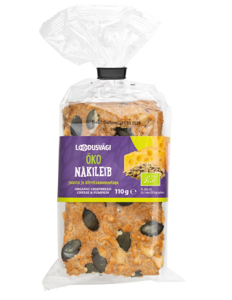 KAST 12 tk! Loodusvägi ÖKO näkileib juustu-kõrvitsaseemne 110g PL-EKO-07
