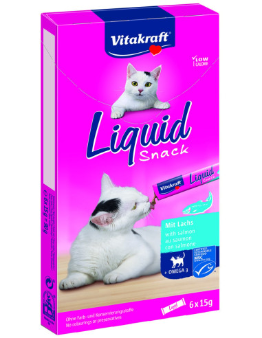 Vitakraft Liquid Snack lõhe ja omega 3 maius kassidele 6x15g