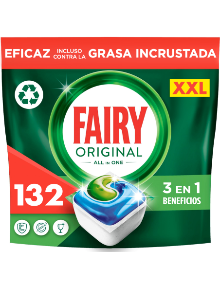Fairy Original All in One’i Nõudepesumasina Tabletid Lemon, 132 tk (6x22tk)