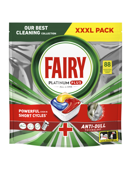 Fairy Platinum Plus All in One’i Nõudepesumasina Tabletid Lemon, 88 tk