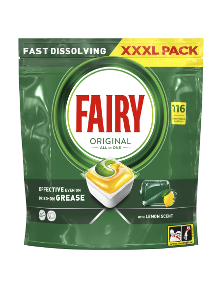 Fairy Original All in One Nõudepesumasina Tabletid Lemon, 116 tk