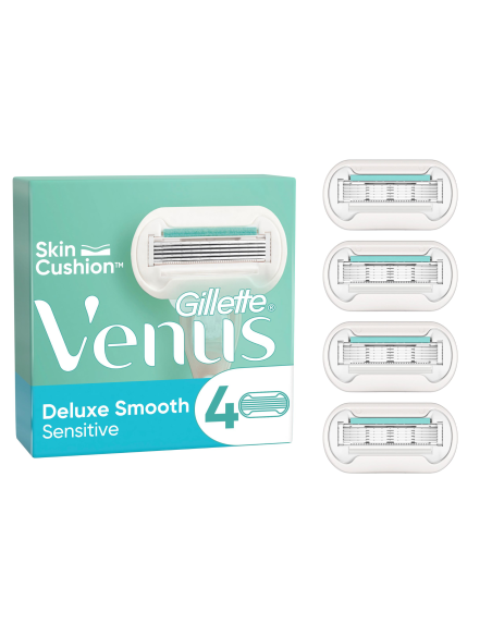 Gillette Venus Deluxe Smooth Sensitive Raseerija Varuterad, 4 tk
