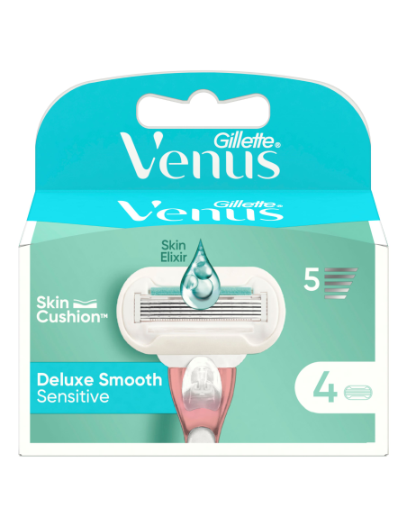 Gillette Venus Deluxe Smooth Sensitive Raseerija Varuterad, 4 tk