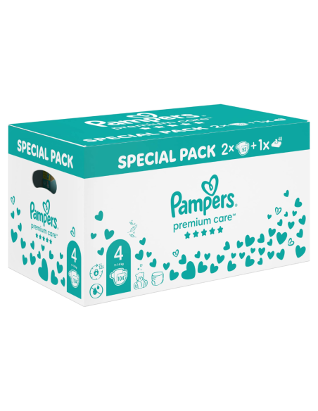 Pampers Premium Care Mähkmed, Suurus 4, 9-14 kg, 104 Mähet + KINGITUS Harmonie Aqua 48 Niisket Salvrätikut