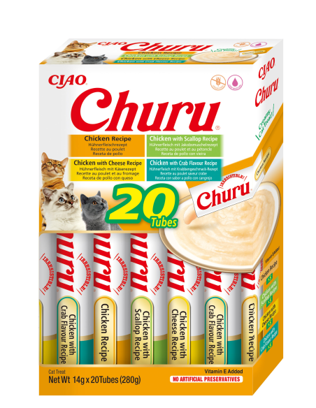 KAST 16 tk! Inaba Cat Churu kreemjas kassimaius kanaga 20x14g (280g)
