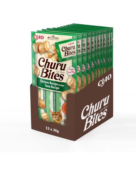 KAST 4 tk! INABA CAT CHURU BITES CHICKEN TUNA Kana ja tuunikala maius kassidele 36x10g (360g)
