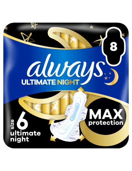 Always Ultimate Night Size 6 Tiibadega Hügieenisidemed, 8 tk