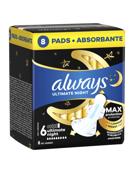 Always Ultimate Night Size 6 Tiibadega Hügieenisidemed, 8 tk
