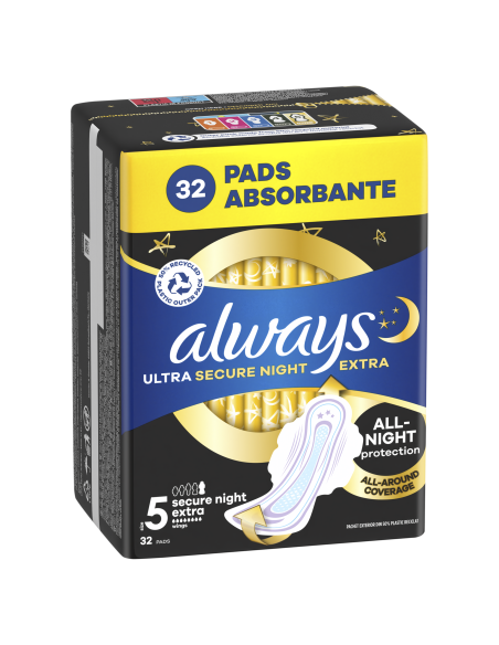 Always Ultra Secure Night Extra Size 5 Hügieenisidemed Tiibadega, 32 tk