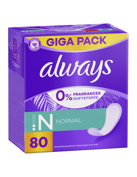 Always Daily Fresh Normal Pesukaitsmed, 0% Lõhna- ja Värvaineid, 80 tk