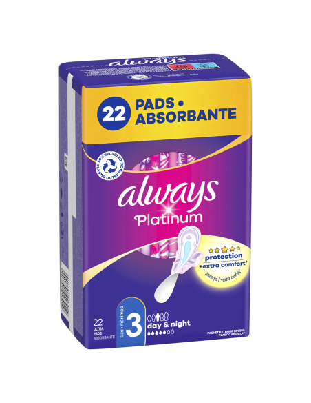 KAST 12 tk! Always Platinum Size 3 Hügieenisidemed Tiibadega, Day & Night, 22 tk