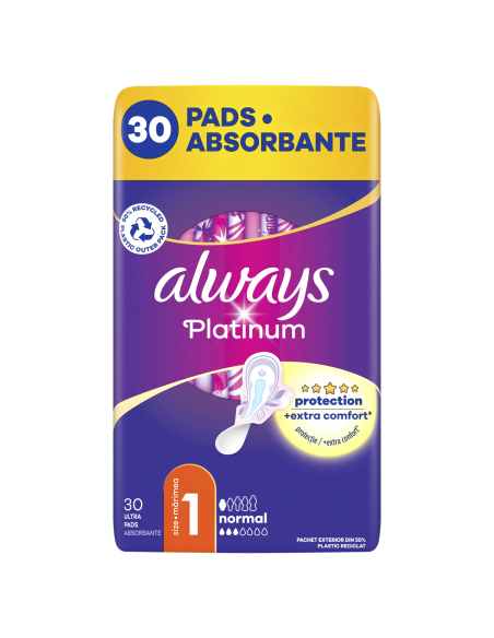 Always Platinum Normal Size 1 Hügieenisidemed Tiibadega, 30 tk