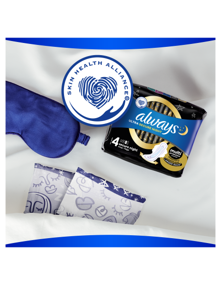 Always Ultra Secure Night Size 4 Hügieenisidemed Tiibadega, 12 tk