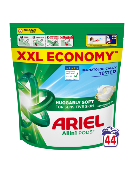 KAST 4 tk! Ariel All-in-1 PODS Sensitive Pesukapslid, 44 Pesukorda