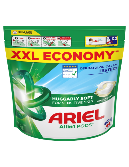 KAST 4 tk! Ariel All-in-1 PODS Sensitive Pesukapslid, 44 Pesukorda
