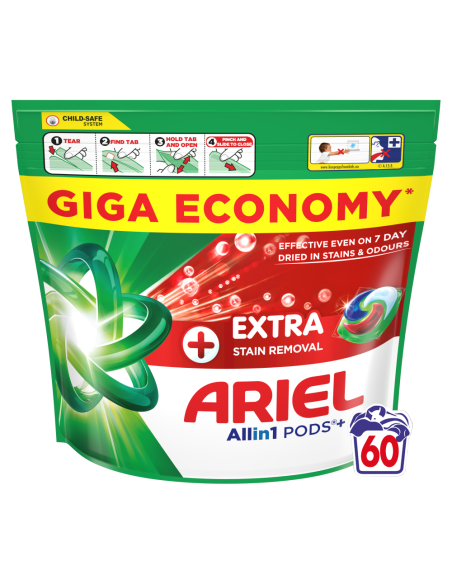 Ariel All-in-1 PODS +Extra Clean Power Pesukapslid, 60 Pesukorda